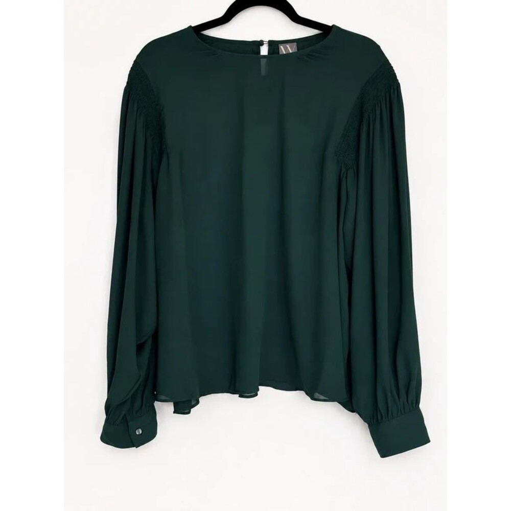 Worthington Forest Green Smocked Shoulder Blouse | Size XXL
